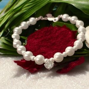 0.50ct. Moissanite Diamond Shell Pearl Bracelet